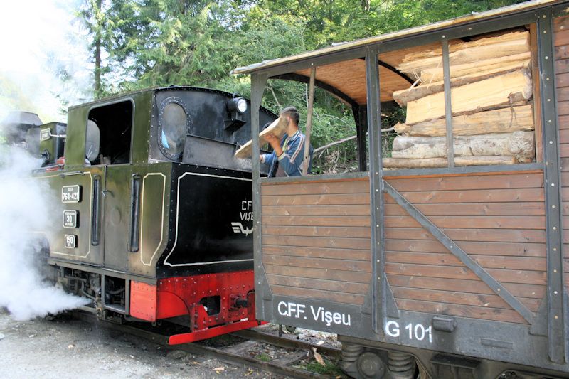 Die Wassertalbahn (Mocănița) am Rastplatz 